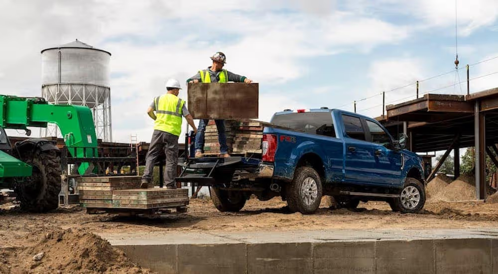 Ford truck at a construction site